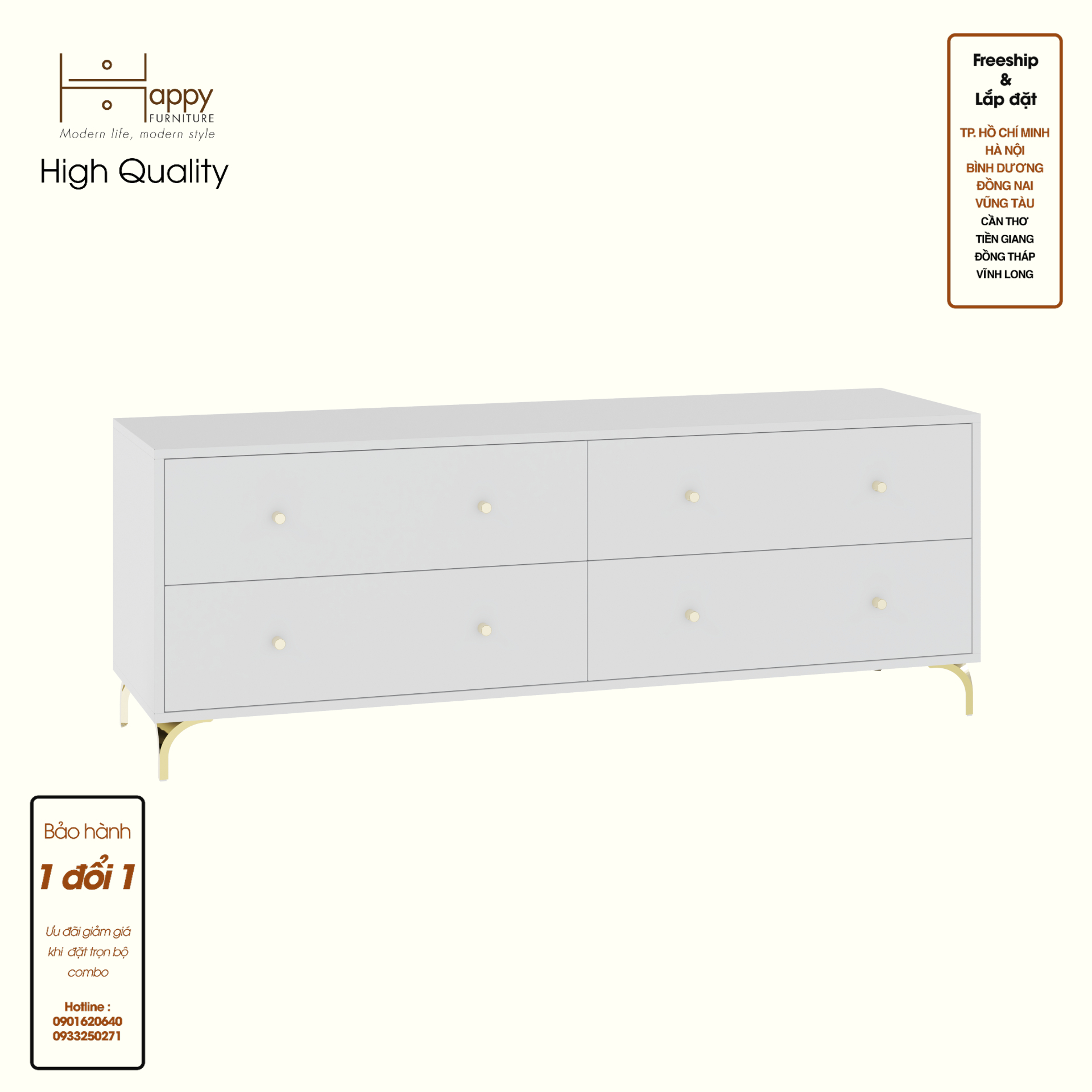 HAPPY FURNITURE , Tủ lưu trữ 6 ngăn kéo - HAPPI, THK_272 , 160cm x 45cm x 60cm DxRxC