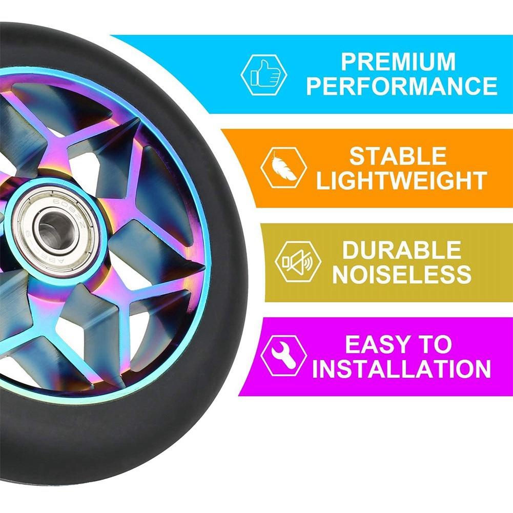 Phụ kiện xe tay ga 2 chiếc Bánh xe tay ga 110mm Bánh xe Pu đầy màu sắc Bánh xe đóng thế dày có vòng bi