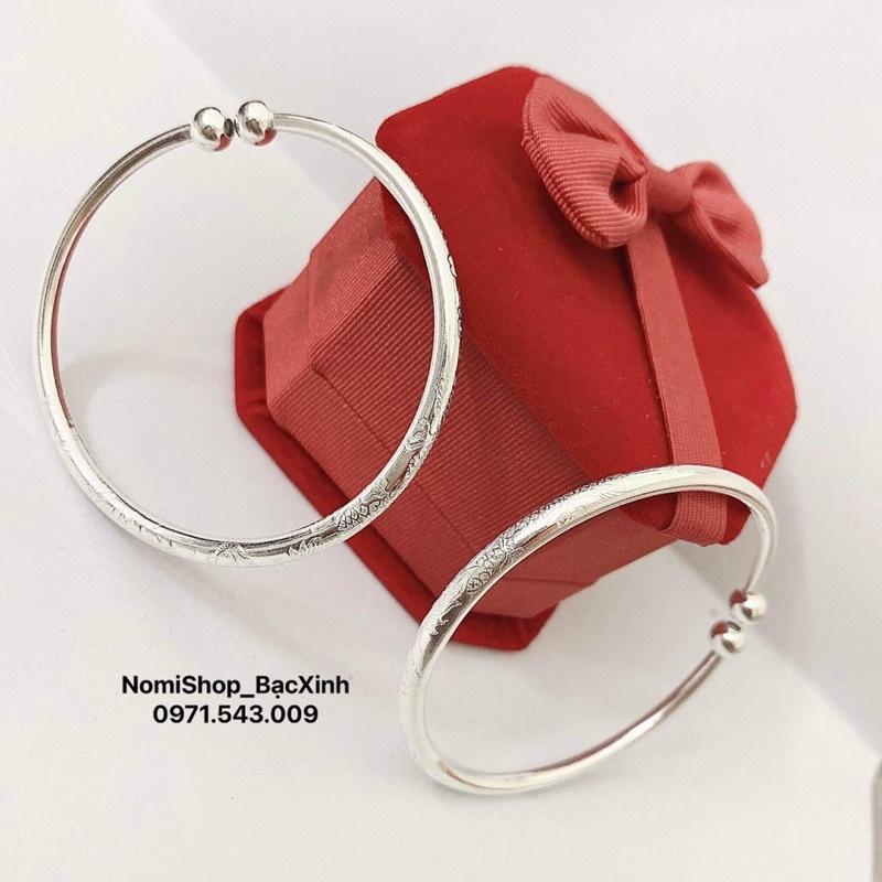 Vòng Cua chuẩn bạc cho bé mẫu vòng khắc long phụng nổi cổ điển đẹp mê - Nomi Shop Bạc Xinh