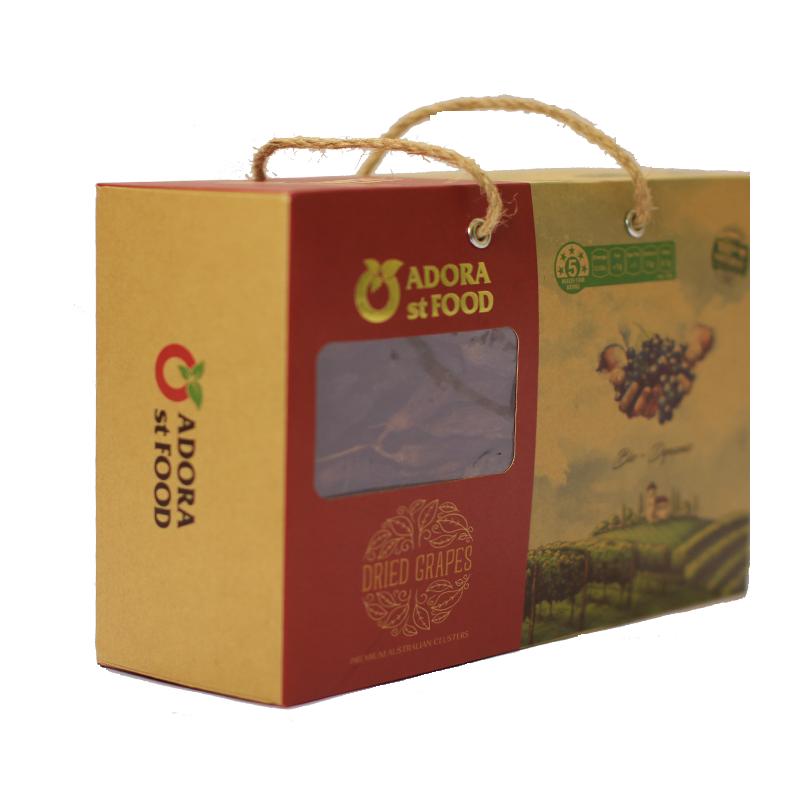 Nho khô nguyên cành THOMPSON Úc Dried Grapes Adora st Food (mẫu Quà Tết 1kg/hộp) ngon, bổ dưỡng, giàu vitamin, khoáng chất tự nhiên-QuaTangMe Extaste