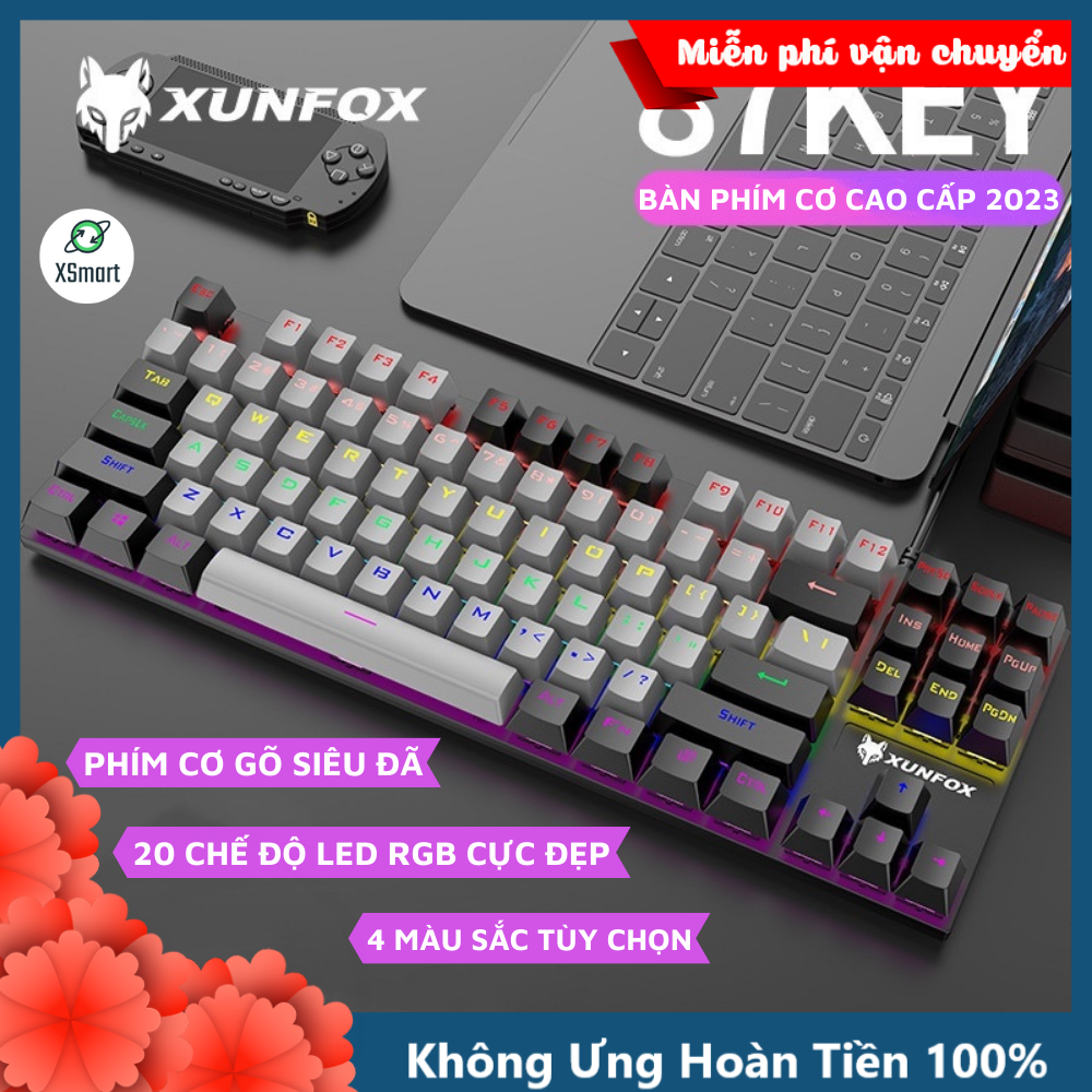 Bàn Phím Cơ Gaming XSmart K80 LED RGB 20 Chế Độ Nháy Cực Đẹp, Phím CƠ Gõ Siêu Đã, Thiết Kế Nhỏ Gọn Dùng Cho Máy Tính, Laptop - Hàng Chính Hãng