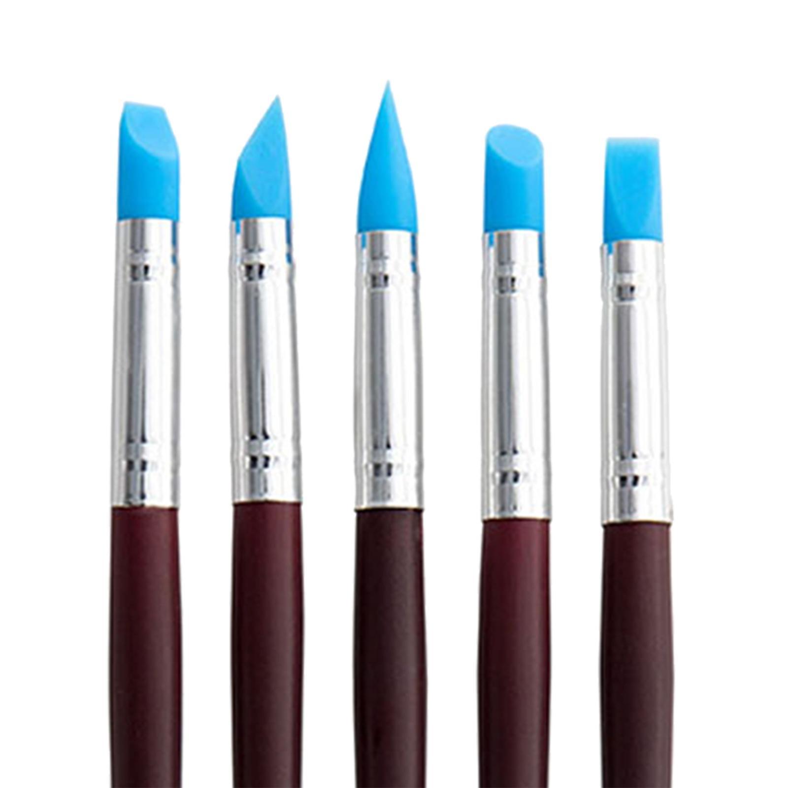 5x Polymer Clay Tools, Silicone Polymer Clay Sculpting Tools, Rubber Tip Paint Brushes Set Pottery Clay Tools for Decorating Carving Polymer