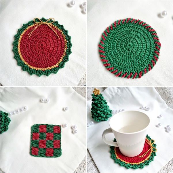 ĐỆM LÓT LY SỢI COTTON HANDMADE / ĐỆM LÓT ĐA DỤNG TRANG TRÍ GIÁNG SINH / NOEL CHECKER CARO