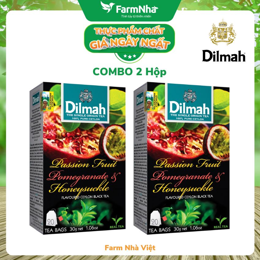 Trà Dilmah Passion Fruit Pomegranade & Honeysuckle Hương Chanh Dây, Lựu, Kim Ngân Hoa Túi Lọc 30g 20 túi x 1.5g