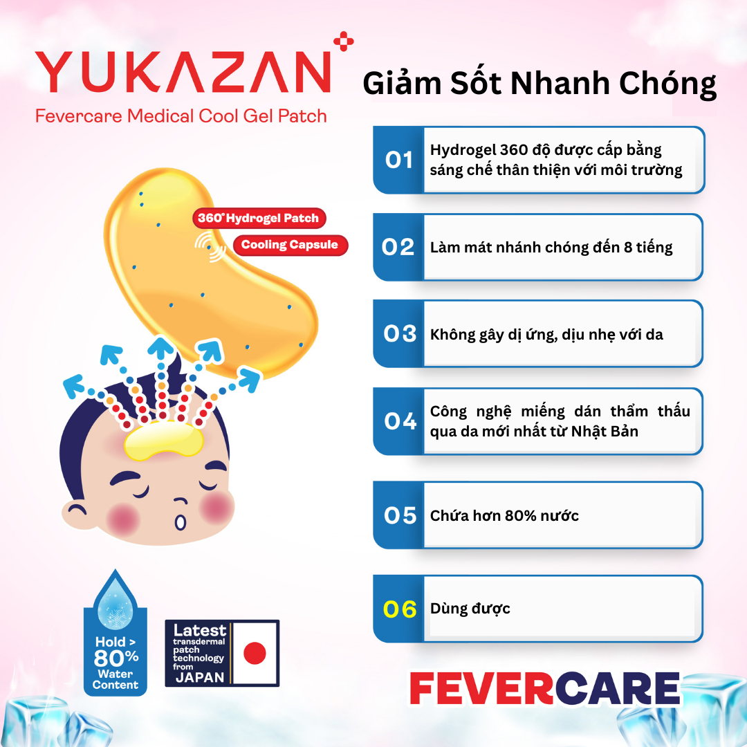 Miếng dán hạ sốt Yukazan cho trẻ em ( 6 miếng)