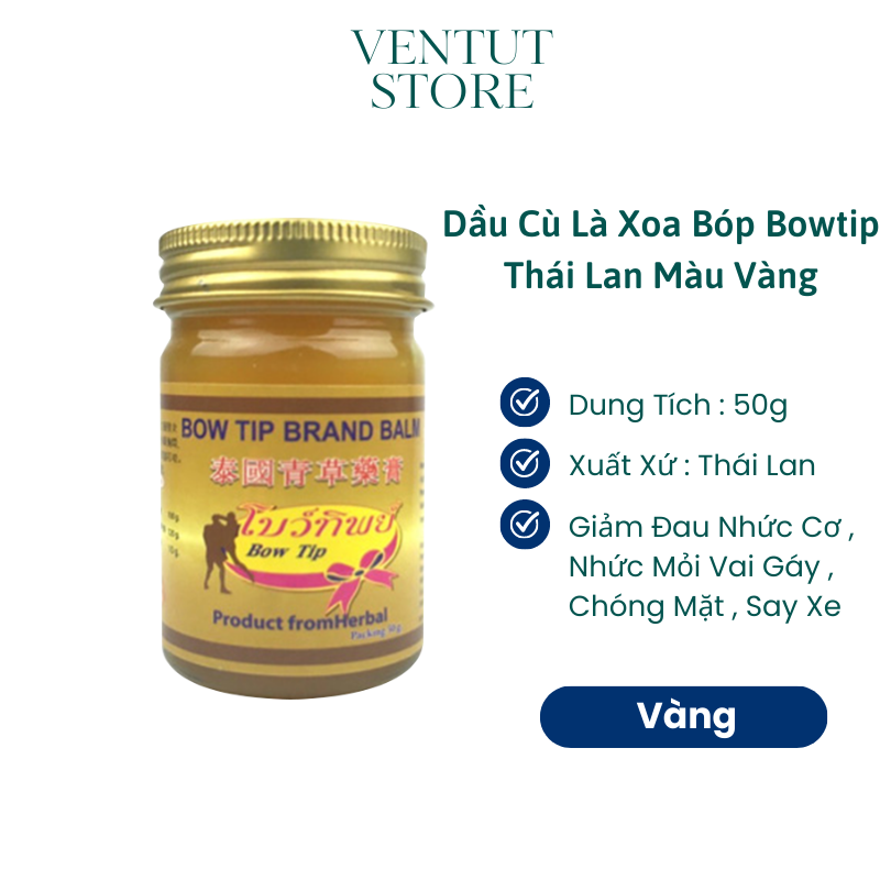 Dầu Cù Là Xoa Bóp Bowtip 50g Thái Lan