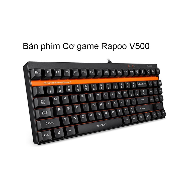 Bàn Phím Gaming Cơ RAPOO Đèn LED Đỏ, Khung Kim Loại, Dây Nylon Dù - V500S Alloy - Hàng Chính Hãng