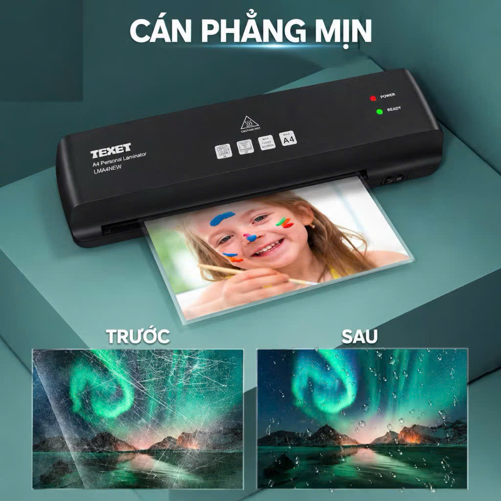Máy ép nhựa khổ A4 Texet LMA4NEW model 2026 (Bảo hành 12 tháng)