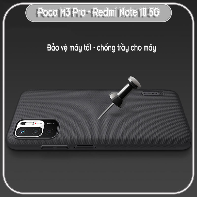 Ốp lưng cho Xiaomi Poco M3 Pro - Redmi Note 10 5G Frosted Shield nhựa PC cứng Nillkin , Vân nhám , chống vân tay - Hàng nhập khẩu