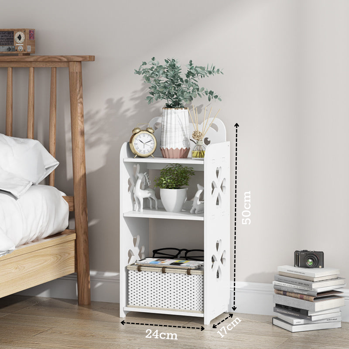 Kệ Sách Đa Năng, Kệ Trang Trí Gỗ Nhựa Chống Nước Không Ẩm Mốc Cong Vênh Kích Thước 50*17*24 _Lốc Xoáy