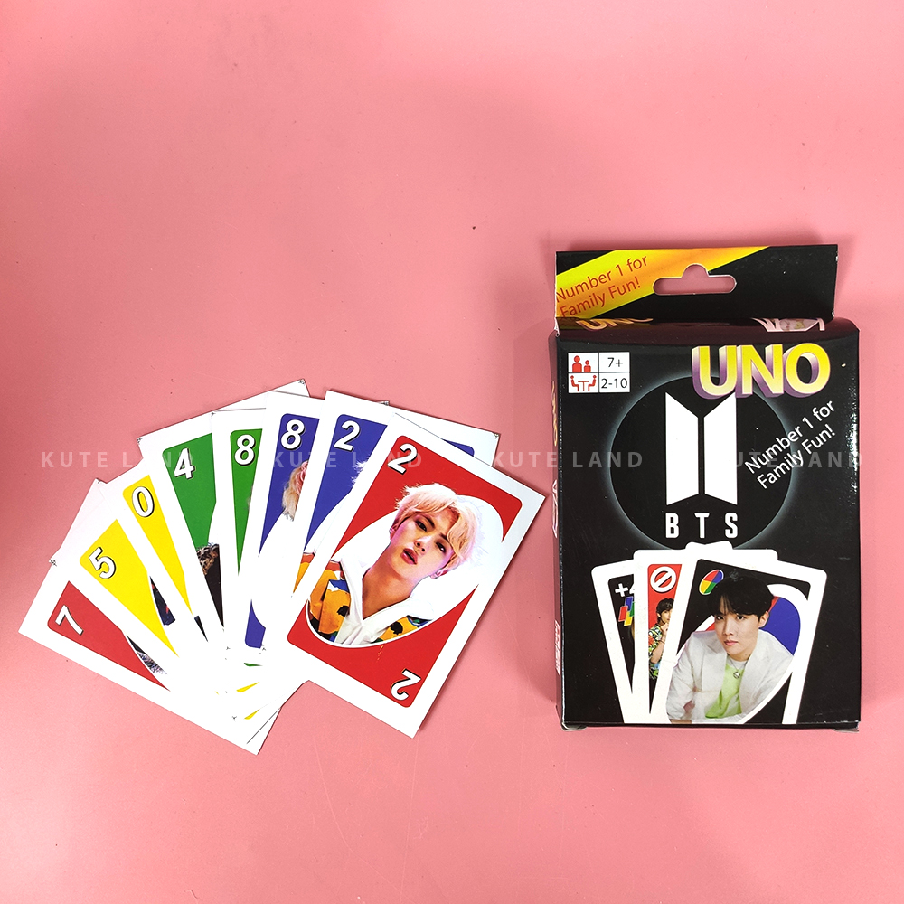 Bài Uno BTS Đen 108 lá giấy cứng Ivory cao cấp đồ chơi trẻ em thẻ bài Board Game Việt