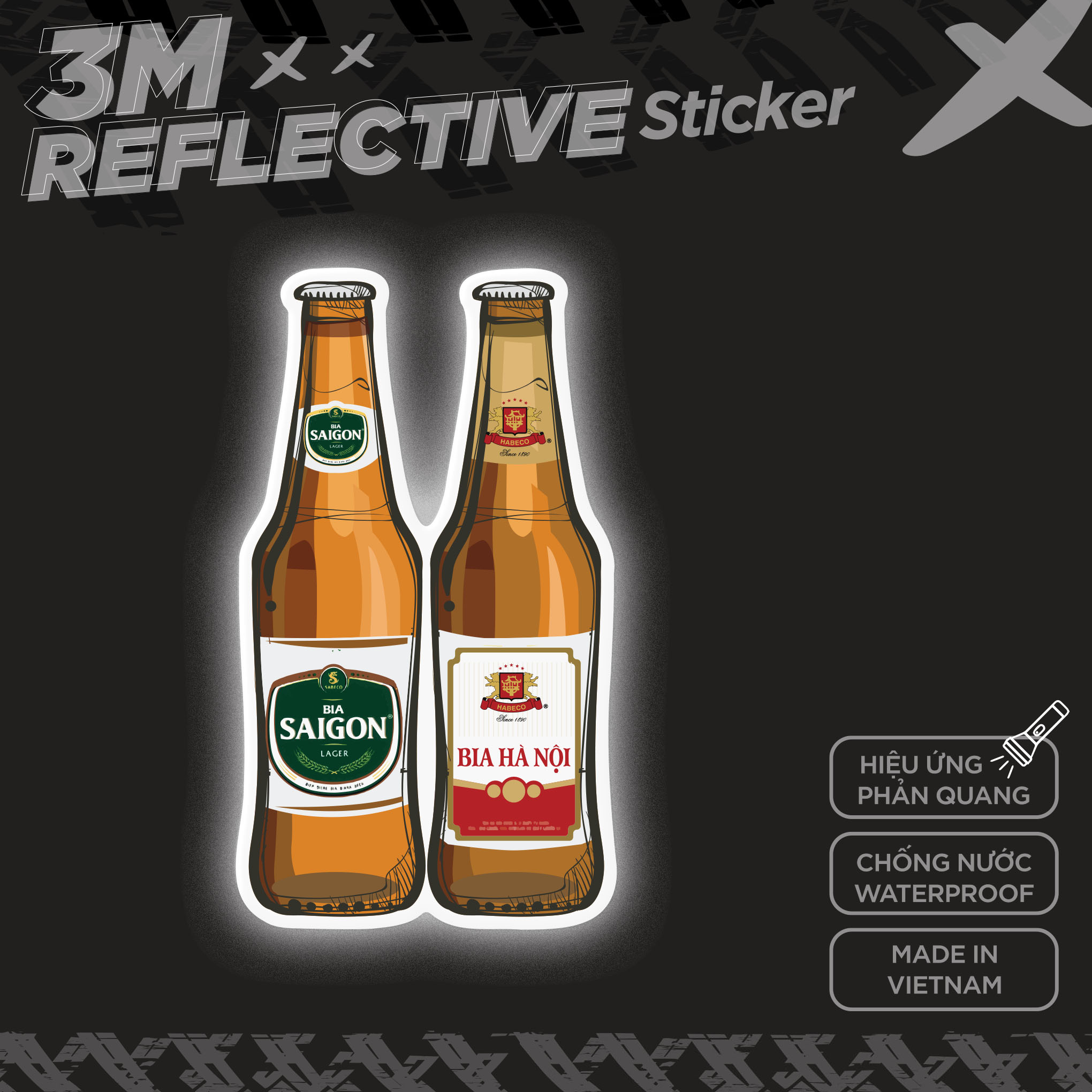 BIA SAIGON HANOI 3M - Reflective Sticker Die-cut Hình dán phản quang thương hiệu STICKER FACTORY