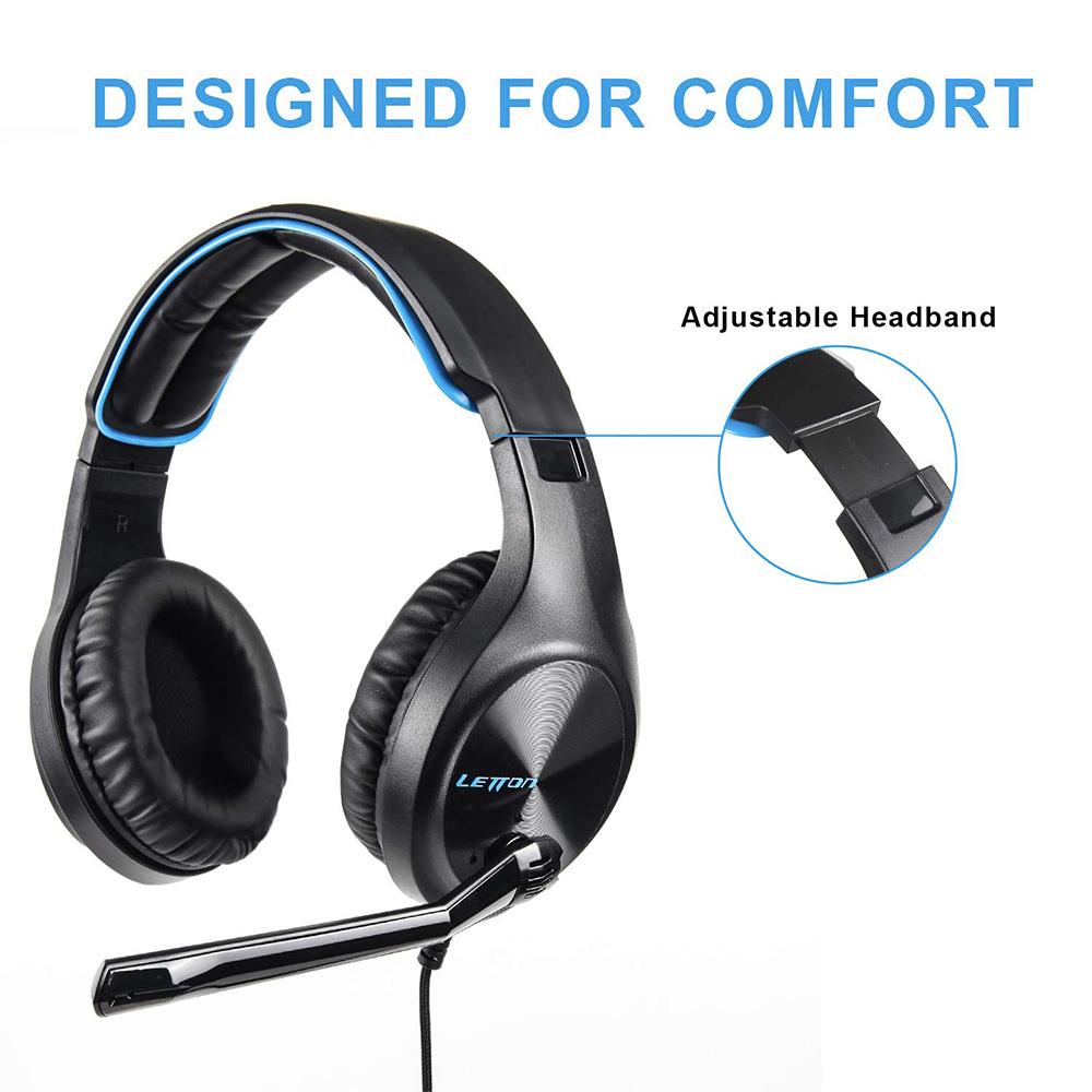 LETTON L6 3.5mm Gaming Headset Stereo Over-Ear Headphones with Adjustable Microphone for PC Laptop Smart Phone