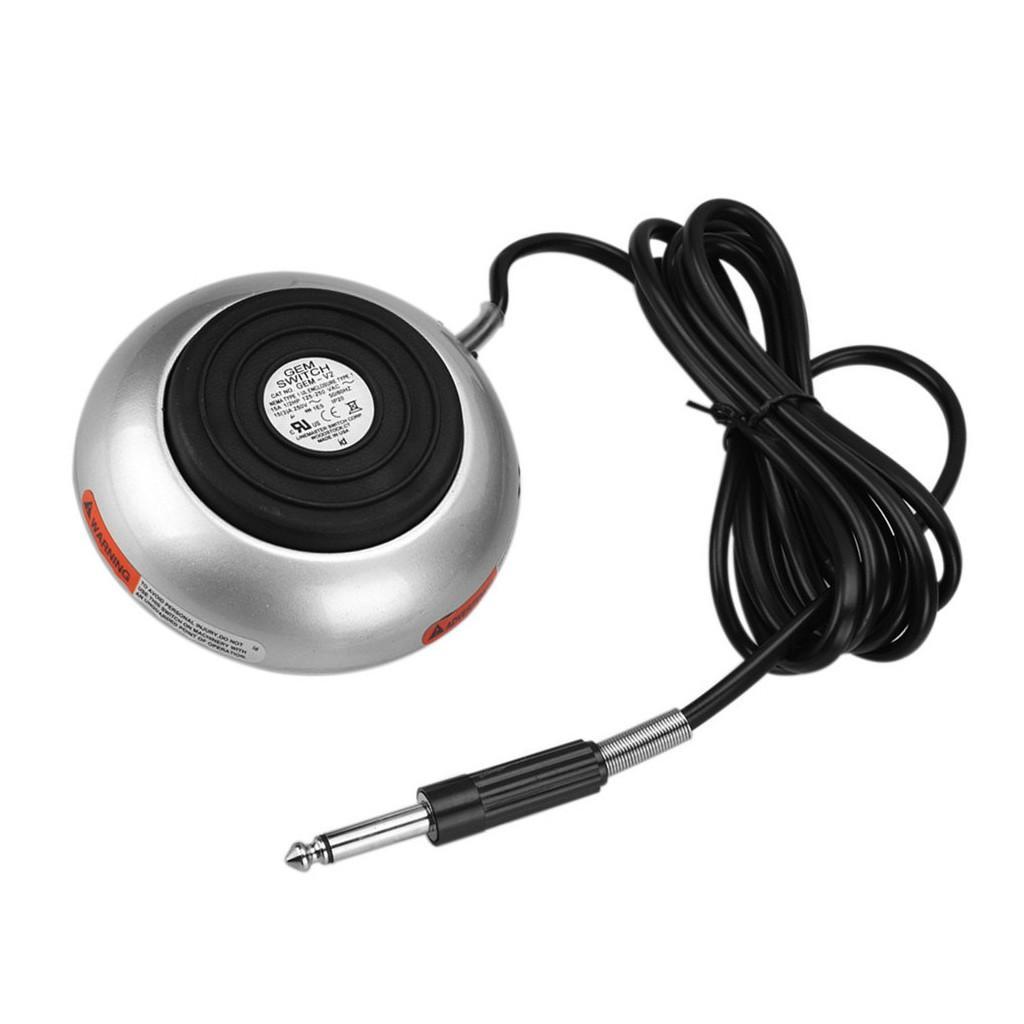 Tattoo Foot Pedal Round Power Supply Switch Controller w/ Silicone Cord Silver