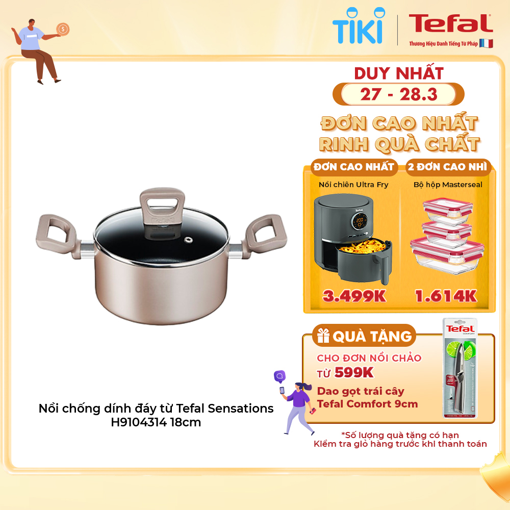 Nồi chống dính đáy từ Tefal Sensations 18cm, dùng cho mọi loại bếp- Hàng chính hãng