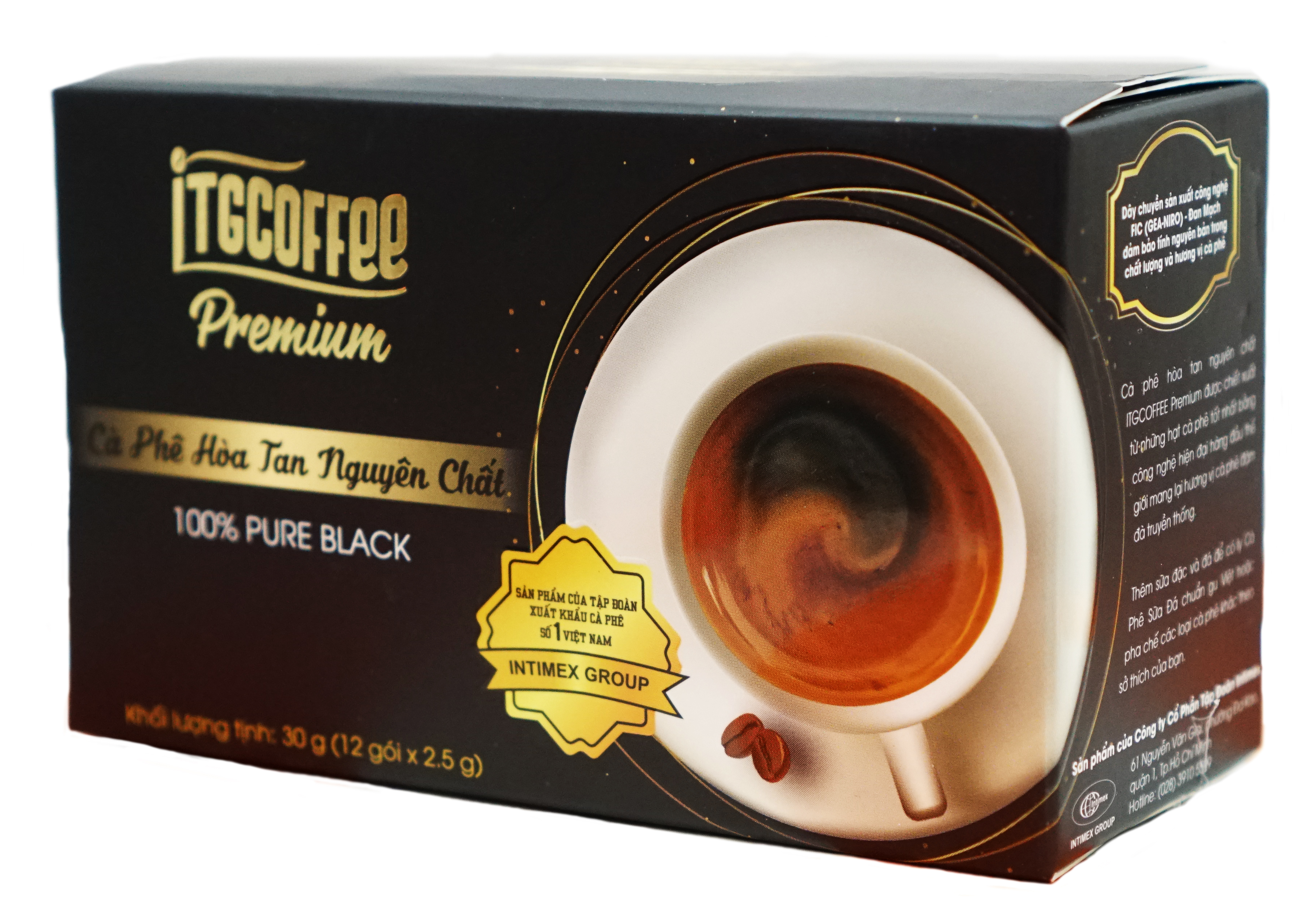 Cà Phê Hòa Tan 100% Nguyên Chất ITGCOFFEE Premium - Hộp 30g (12 gói x 2.5g)