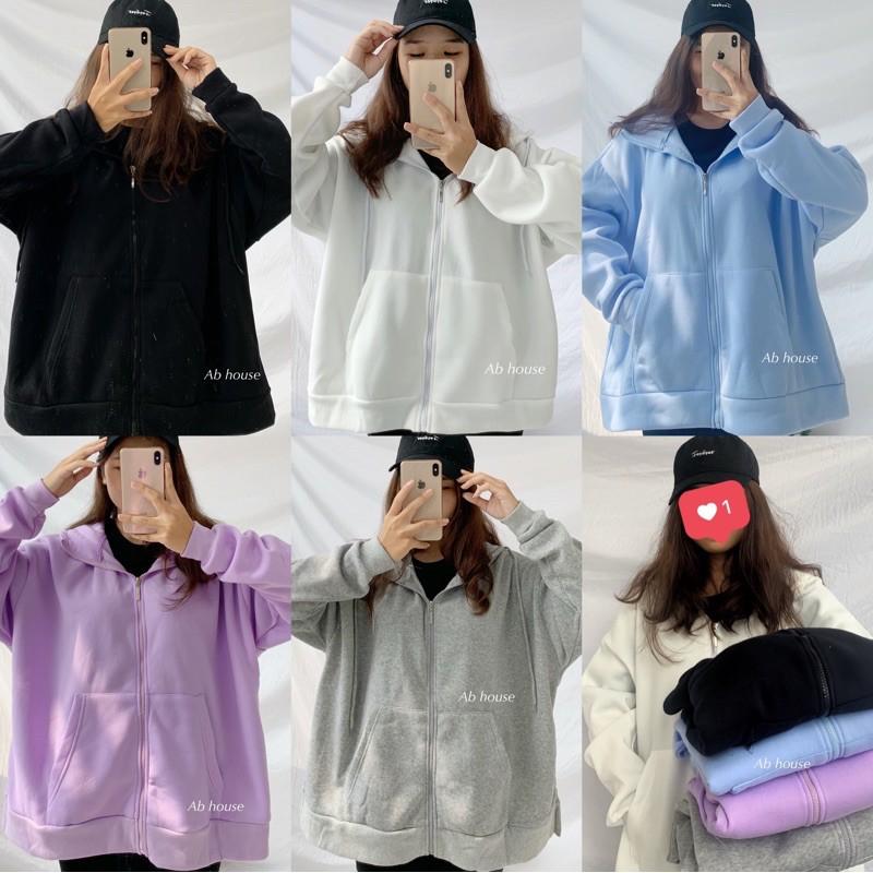 Áo khoác basic Zip trơn Unisex, áo khoác nỉ basic Zip trơn Unisex dáng rộng phong cách Hàn Quốc, Áo khoác nỉ hoodie trơn Unisex - Hoodie zip form rộng dáng suông basic ulzzang nam nữ