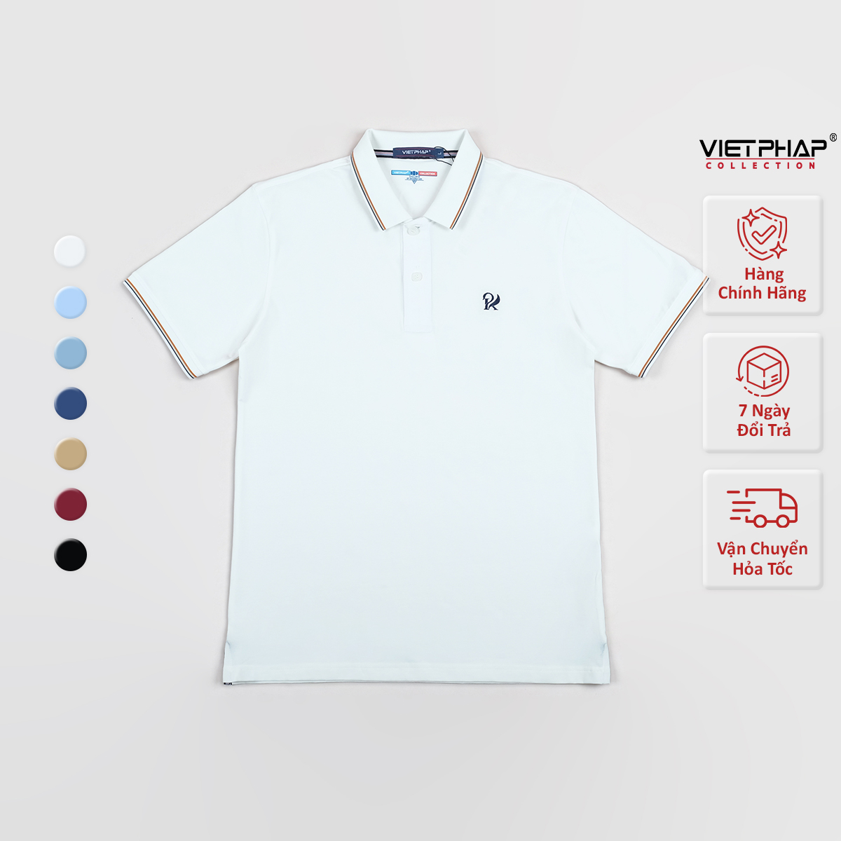 Áo Polo Nam VIỆT PHÁP Form Luxury - Thun 4 Chiều Trơn , lịch lãm, sang trọng 96508