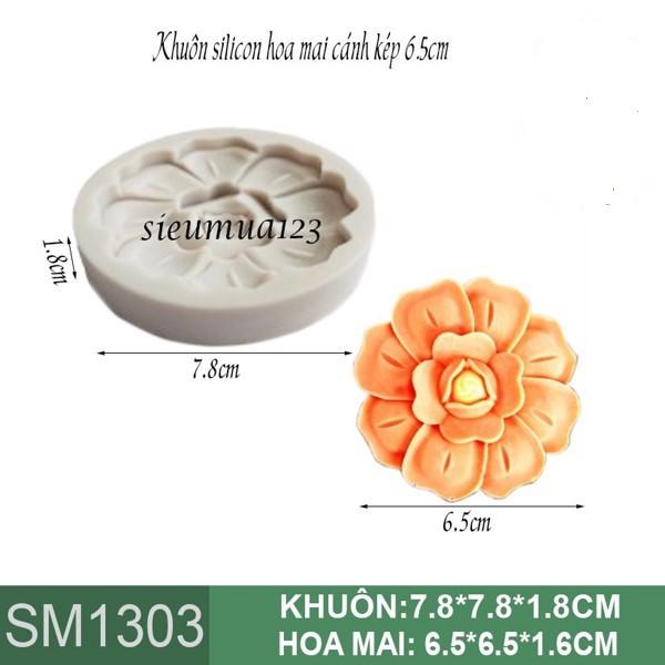 Khuôn silicon hình hoa mai cánh kép 6,5cm