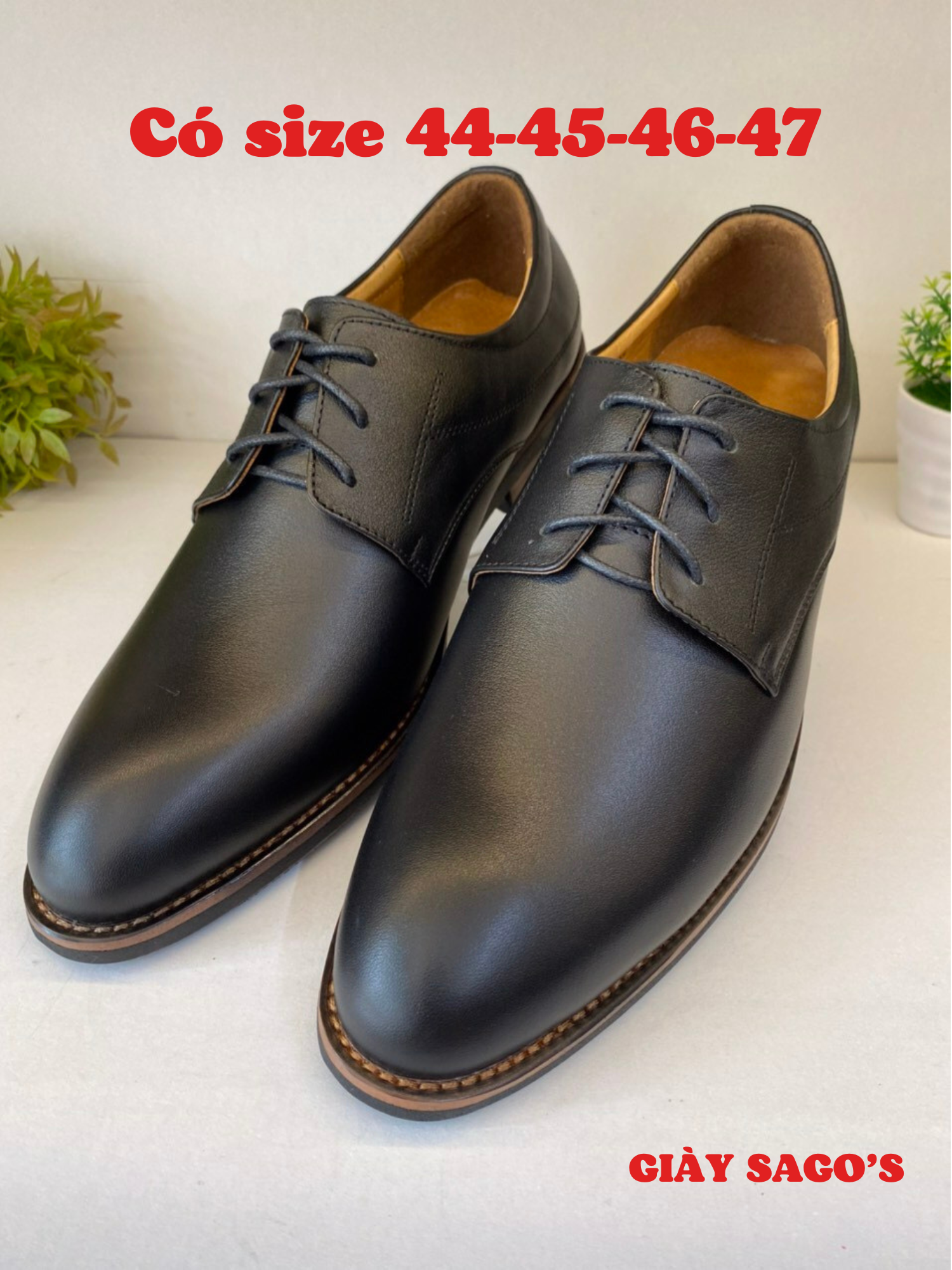 Giày Tây Nam TB08 Size 44-45-46-47 Giày Công Sở Bigsize Da Bò Thật Nềm Êm Chân Giày SAGO’S Bảo Hành 12 Tháng