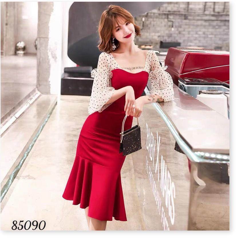Đầm đuôi cá phối lưới cực sang , tôn dáng