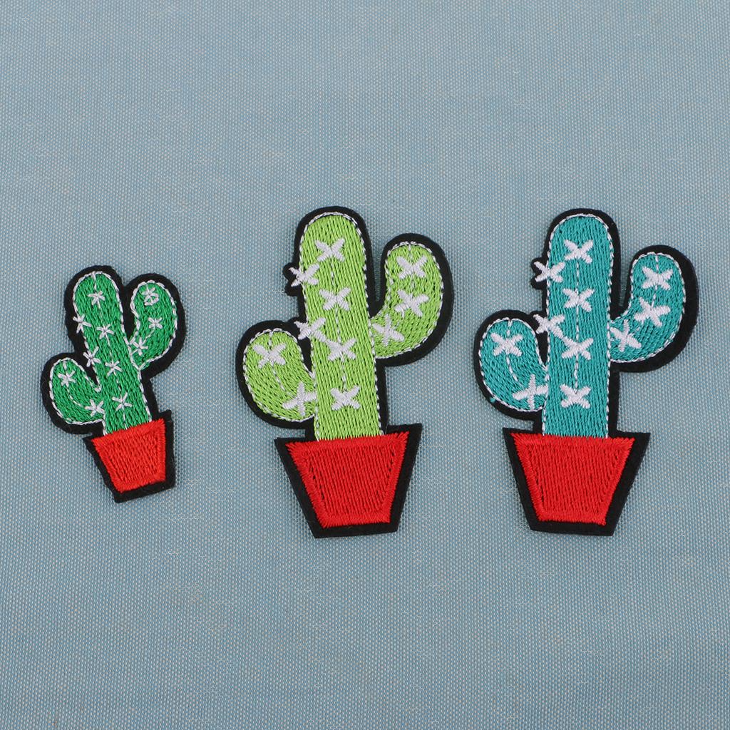 9 Miếng Thêu Thời Trang May Trên Sắt Trên Cactuses Miếng Dán Quần Áo Huy Hiệu Appliques Cho Tự Làm Nghệ Thuật