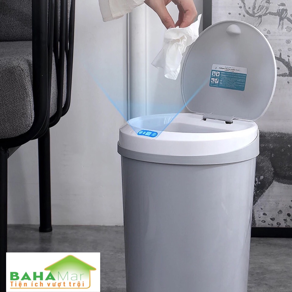 THÙNG RÁC THÔNG MINH TỰ ĐỘNG MỞ NẮP BẰNG CẢM ỨNG BAHAMAR cảm ứng hồng ngoại thông minh hiện đại và tiện ích
