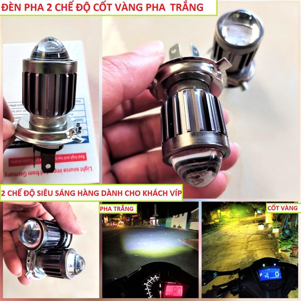 Đèn pha led xe máy siêu sáng 2 màu cốt vàng pha trắng xài điện máy lắp chuẩn không cần độ chế