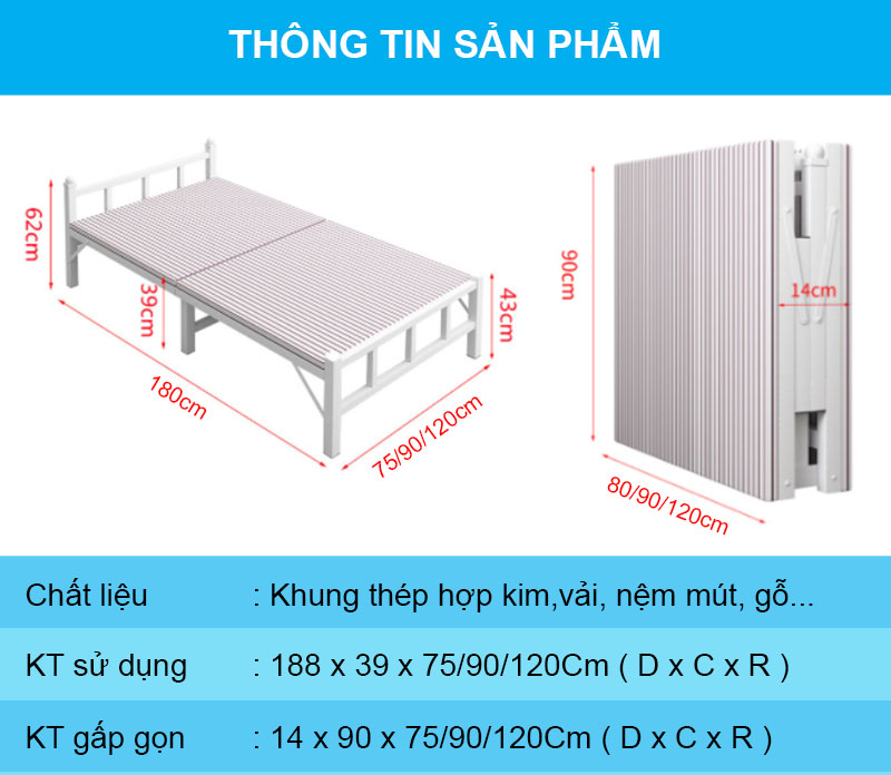 Giường gấp gọn thông minh NIKITA, Gọn nhẹ chắc chắn, giá rẻ cho người dùng - Mẫu mới 2024