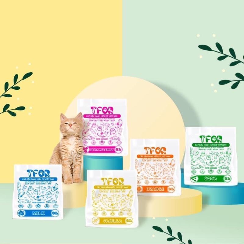 Cát vệ sinh cho mèo TFOR 6L cát đậu nành hữu cơ có thể xả bồn cầu an toàn bảo vệ môi trường