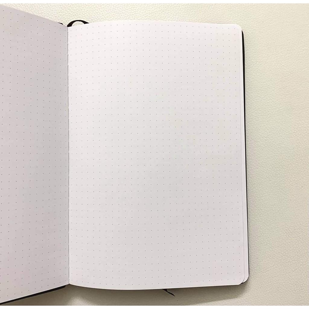 Sổ Journal bìa da PU Nâu / Đen giấy Grid ô vuông Dot Chấm Bi dày 100gsm - Sổ làm Bullet Journal size A5