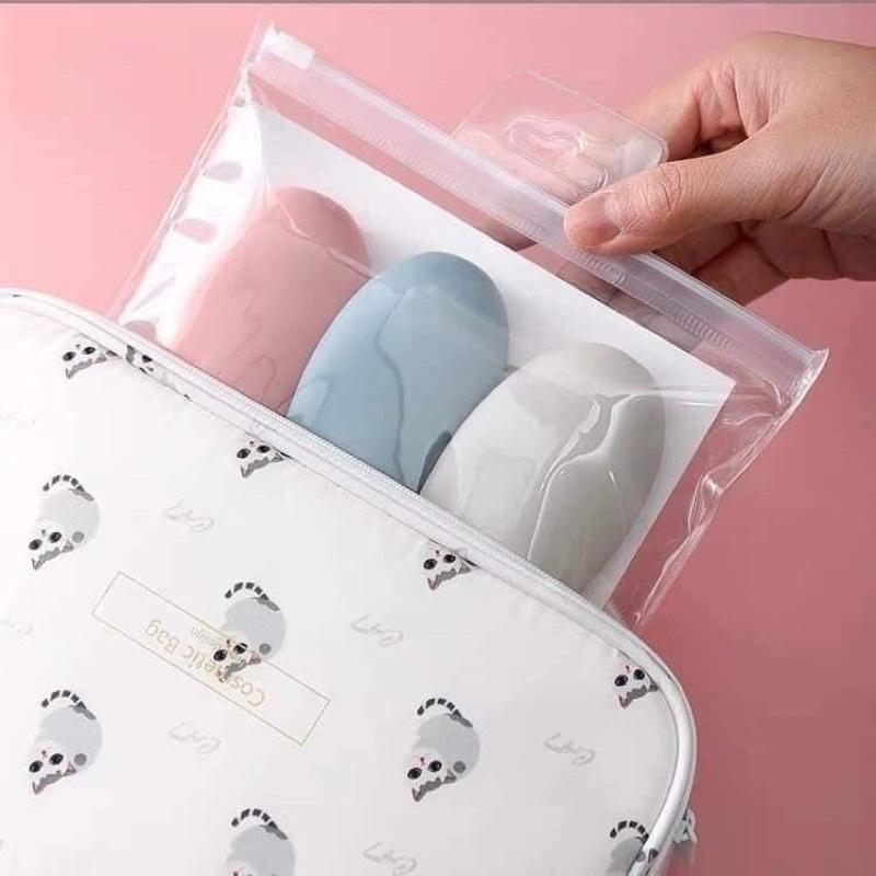 Set 3 Lọ Nhựa Dẻo PE Chiết Mỹ Phẩm, Dầu Gội, Sữa Tắm , Kem Dưỡng Da 60Ml Kèm Túi Zip Tiện Lợi Chống Rò Rỉ