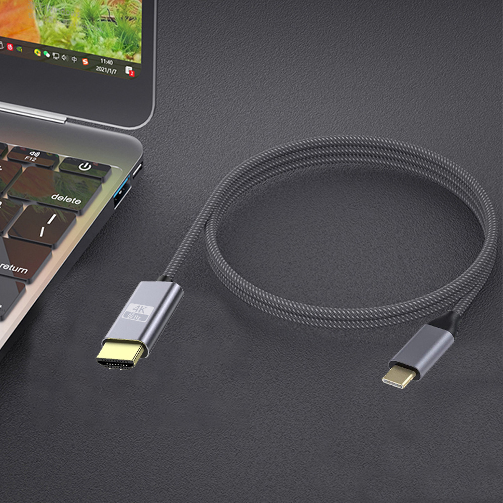 Cáp chuyển đổi USB Type c sang HDMI 4k 60Hz loại tốt dây dù dùng cho Samsung DEX, Hp Envy, Dell Xps, laptop táo