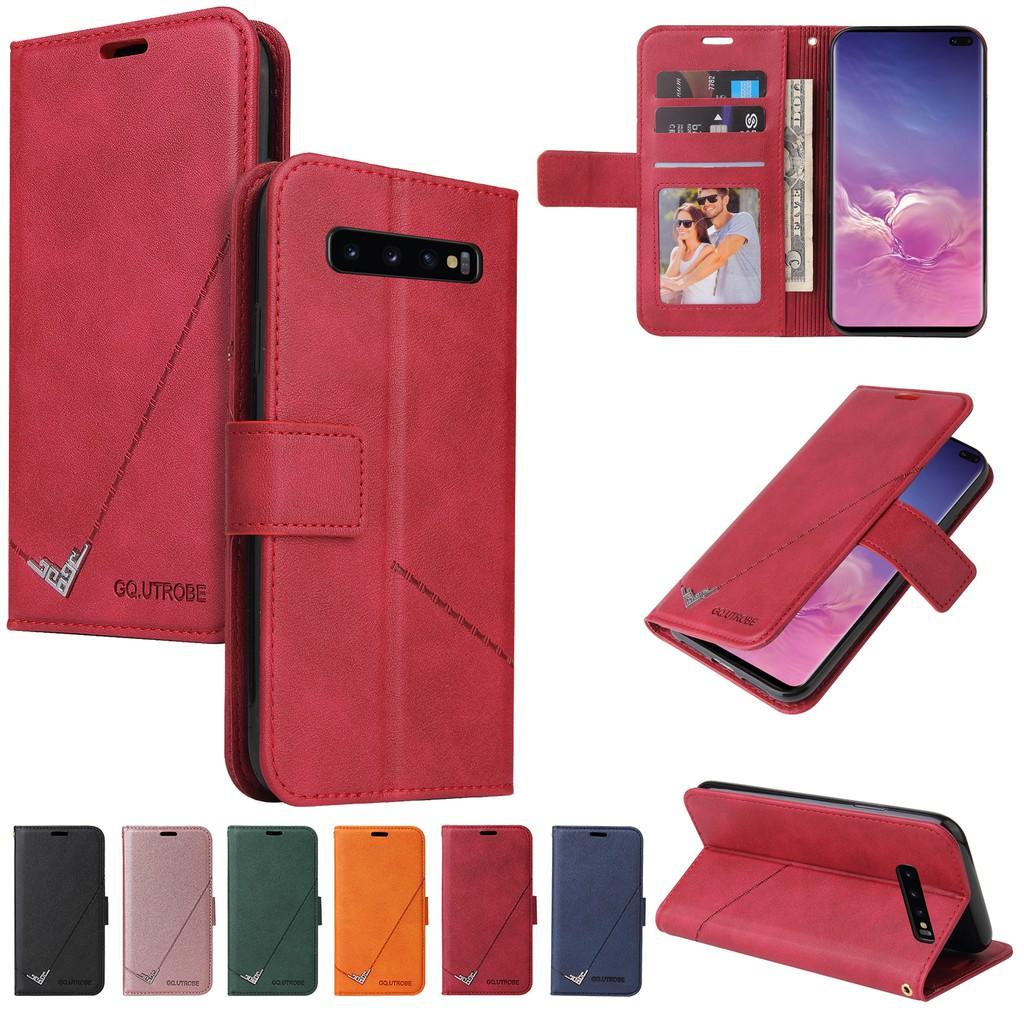 Ốp điện thoại da PC PU cứng dạng ví nắp lật cho Samsung Galaxy S10 S9 S8 Plus S10+ S9+ S8+