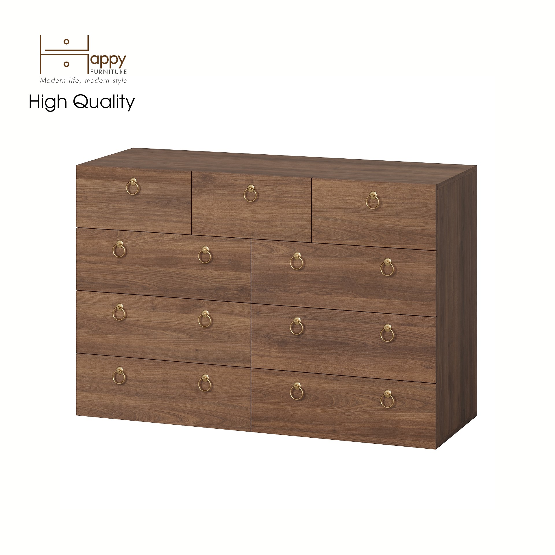 [Happy Home Furniture] WESLEY, Tủ đựng đồ 9 ngăn kéo ,  120cm x 45cm x 80cm ( DxRxC), THK_045