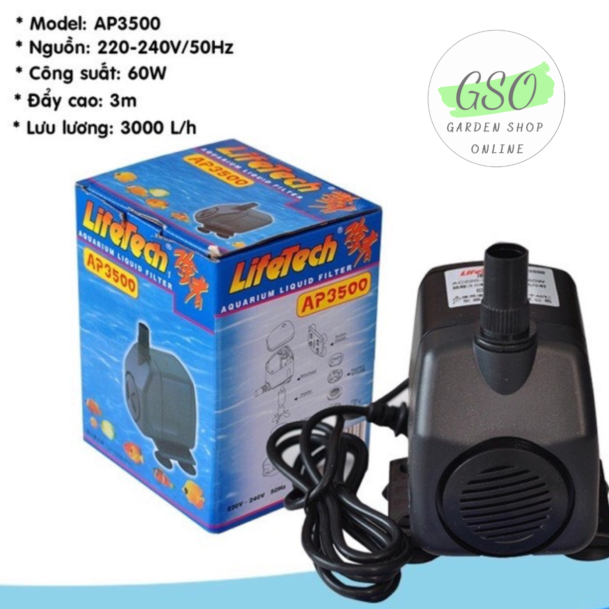 Máy Bơm Nước Lifetech AP3500 - Máy Bơm Hồ Cá Lifetech AP3500