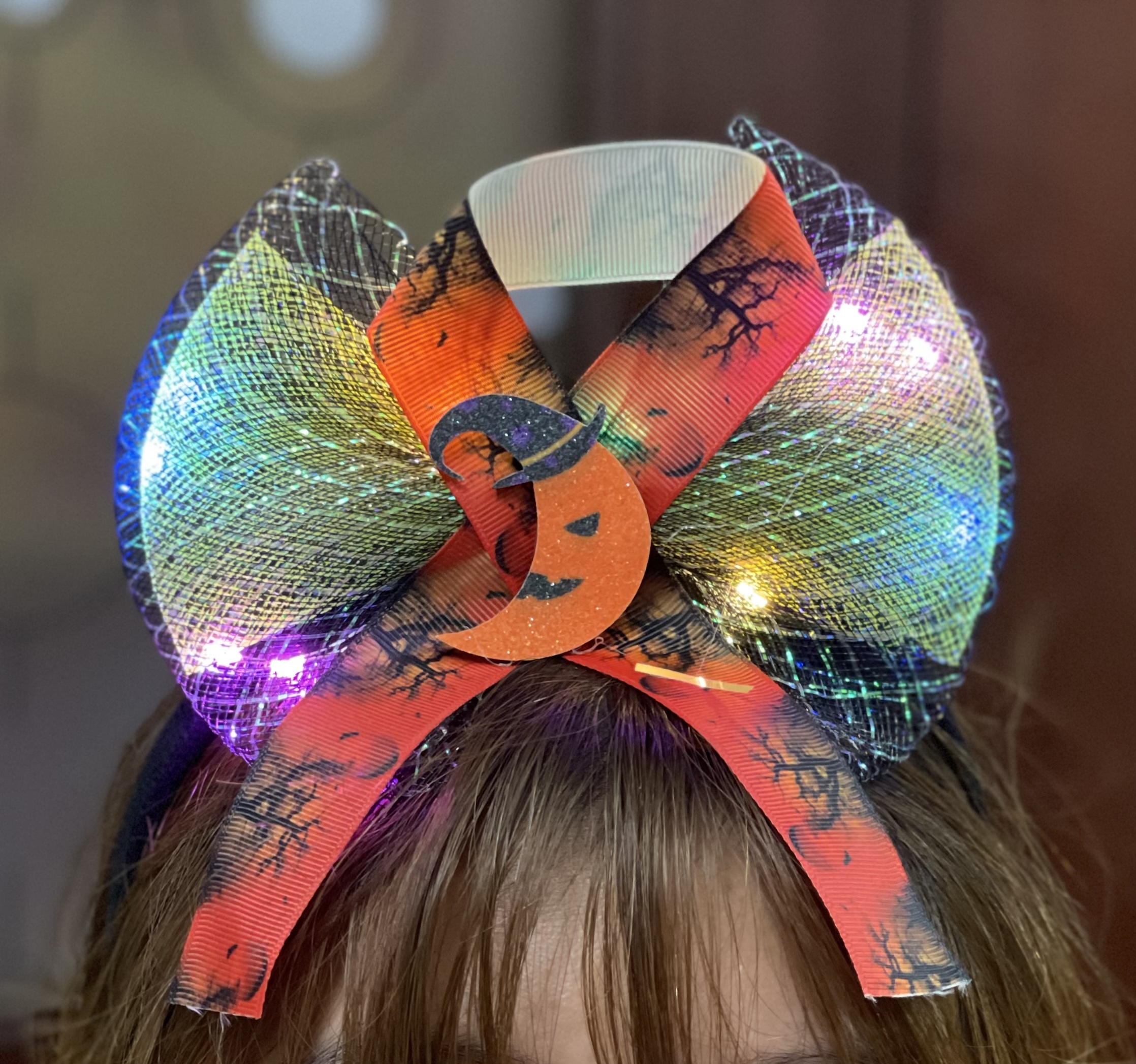 Bờm tóc hoá trang halloween có đèn hình nơ bí ngô/ bờm chơi halloween có đèn