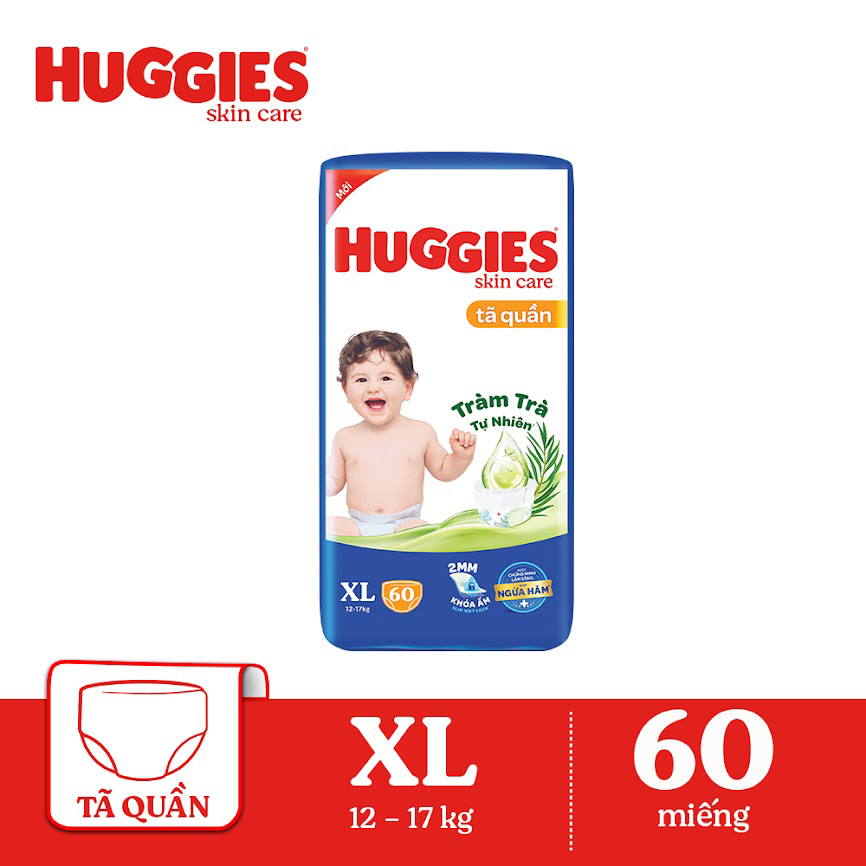 Tã/bỉm quần HUGGIES SKINCARE gói SUPER JUMBO size XL 60 miếng