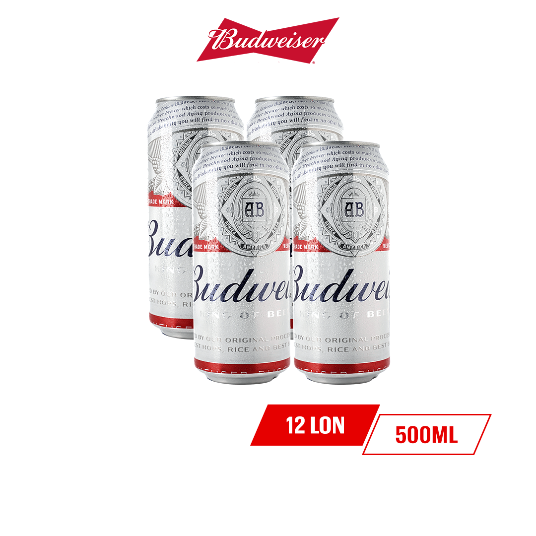 Lốc 4 Lon Bia Budweiser (500ml/Lon) [DATE 23/2/2024]