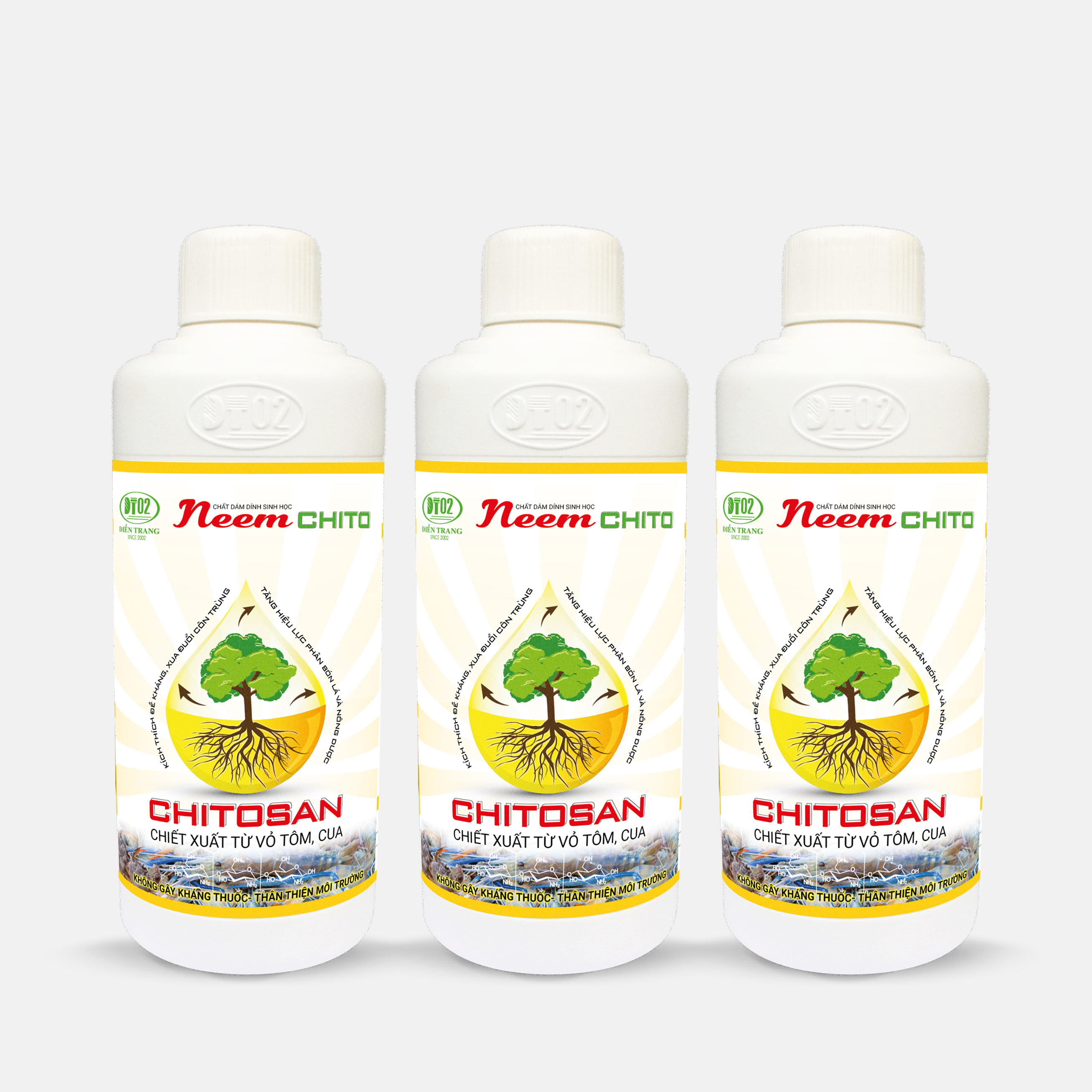 Combo 3 chai NEEM CHITO 500ml - Bám dính sinh học - Siêu tiết kiệm