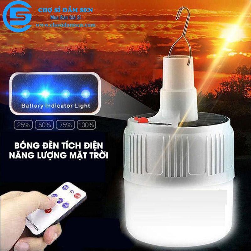 Đèn tích điện 100W 24 Led Sạc tích điện thông minh, đèn sạc năng lượng mặt trời