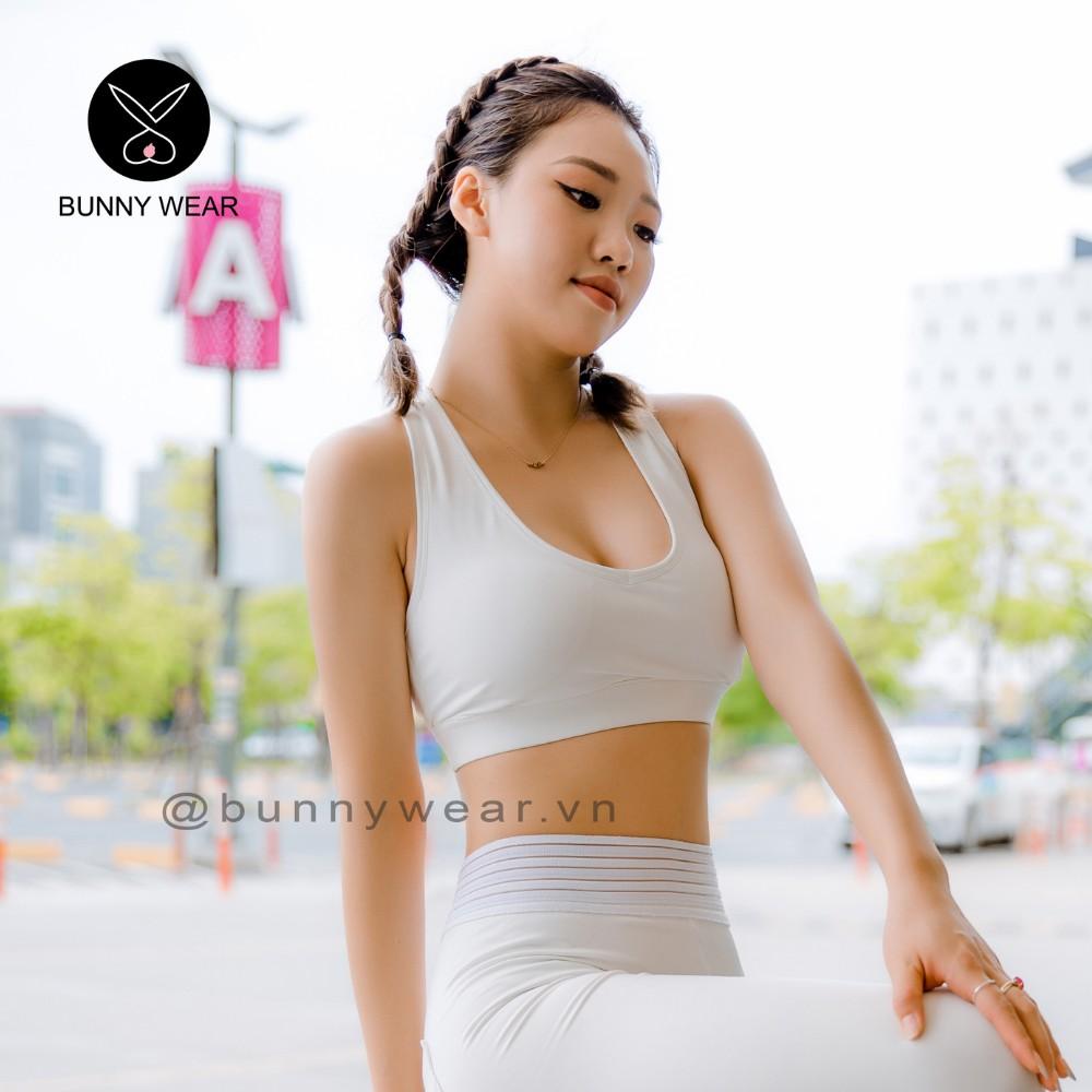 Áo bra phối ren nâng ngực tập gym yoga Bunny cho nữ vải