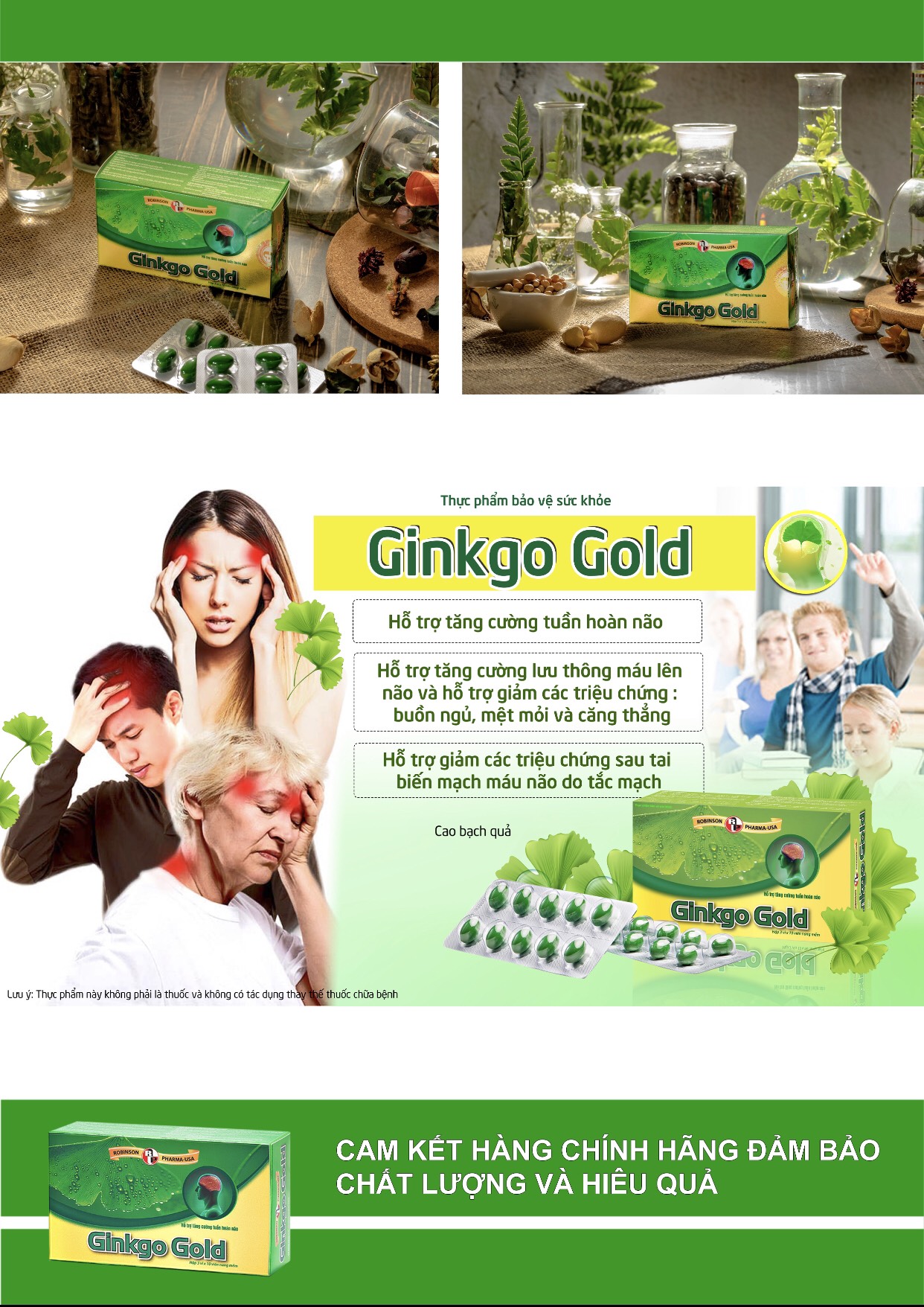 TPCN tăng cường tuần hoàn máu não, giảm nguy cơ lão hóa – GINKGO GOLD – Robinson Pharma USA