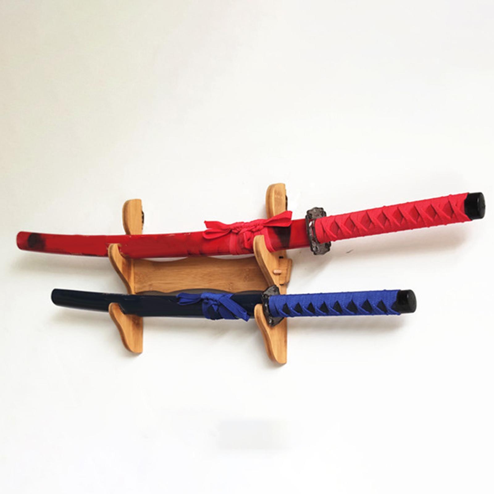 Vintage Style  Holder Support Stand Bamboo Horizontal Mount for Katana Display