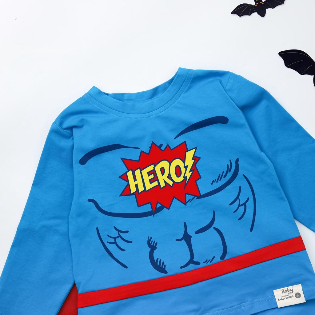 Đồ bộ Halloween bé trai ILABY set siêu nhân kèm kèm áo choàng chất liệu thun cotton