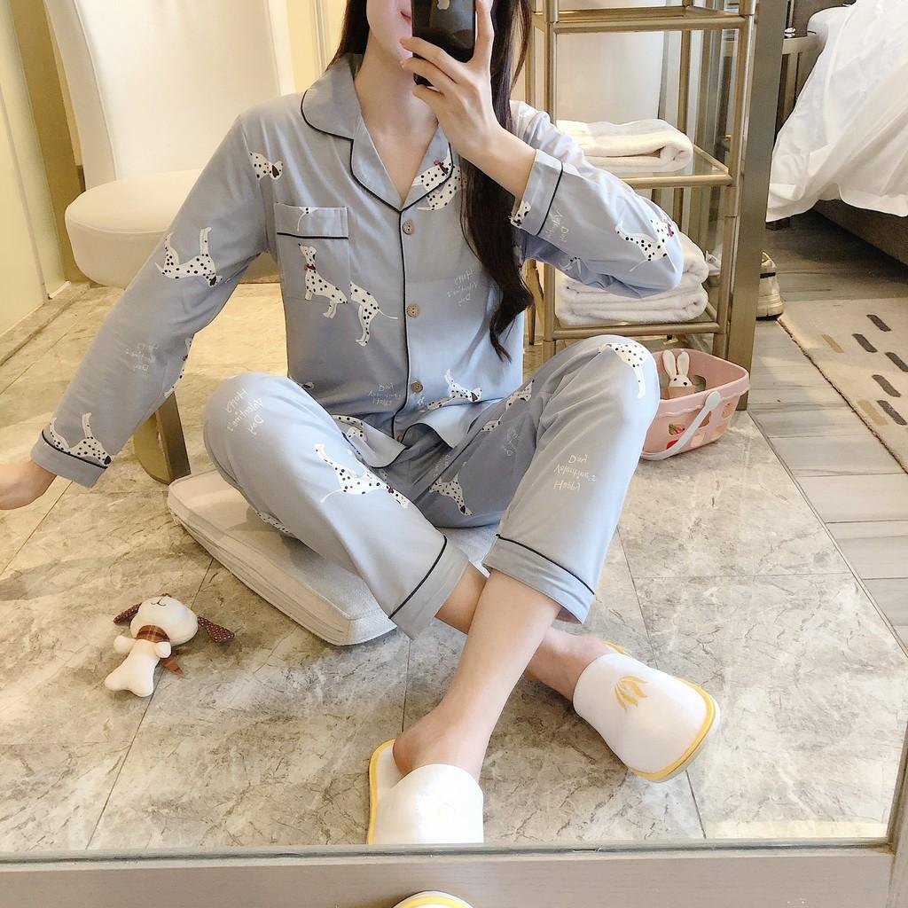 Pijama- Bộ Ngủ Nữ cotton dài tay quần dài BNNDQ07