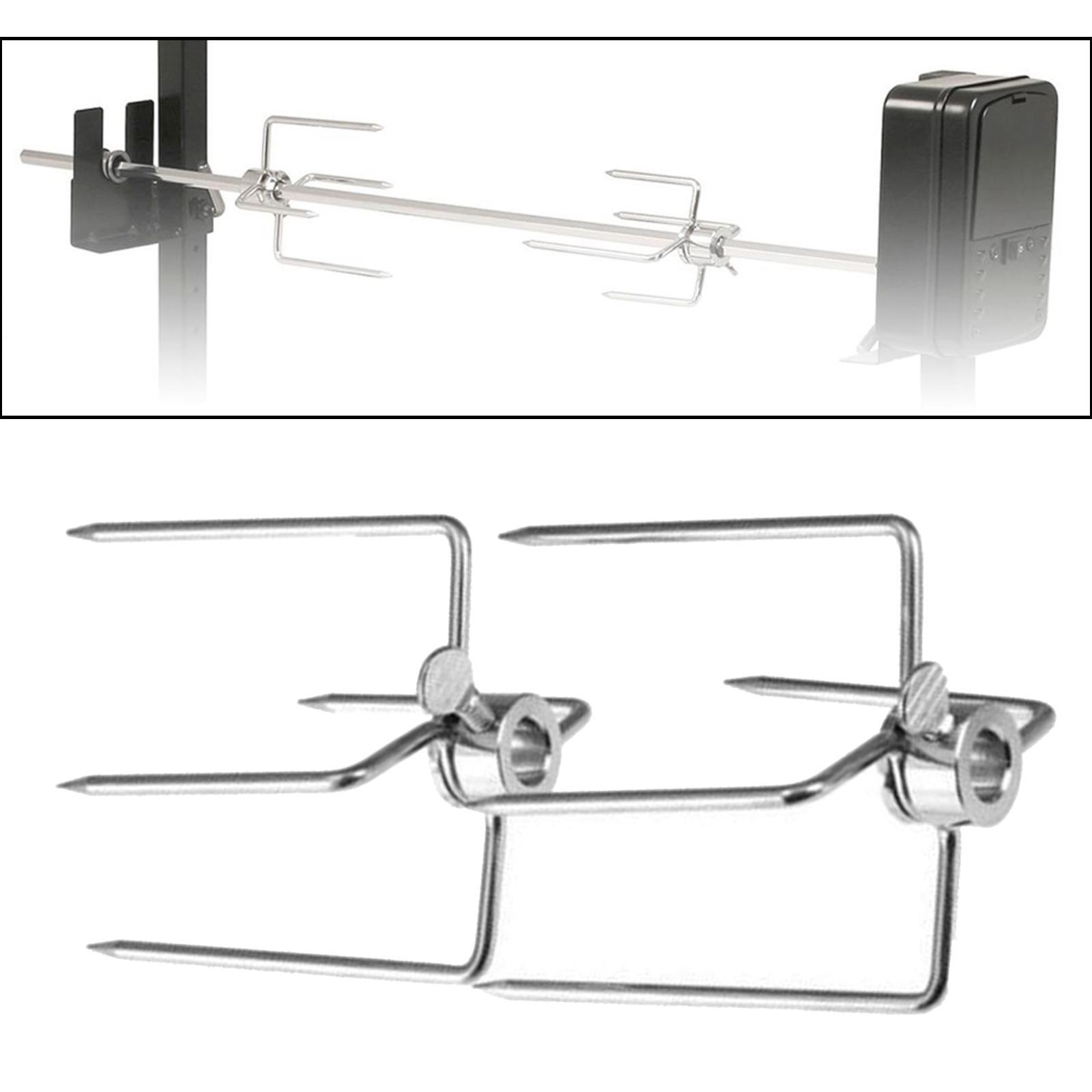 2X 2x Rotisserie BBQ Spit Fork Roaster Grill Barbecue Accessories