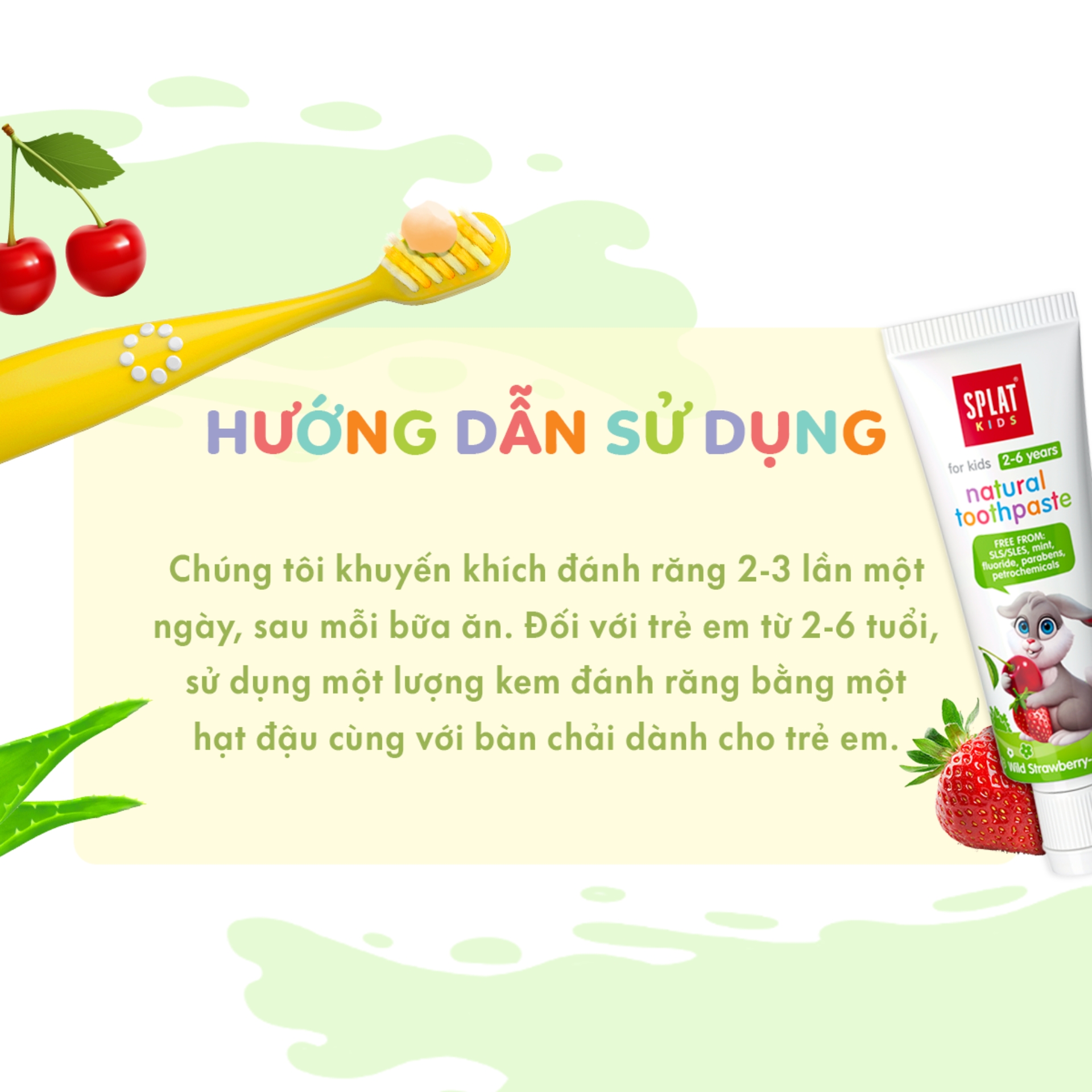 Kem Đánh Răng Cho Bé Từ 2-6 Tuổi SPLAT Kids Vị Dâu Rừng Và Cherry Bổ Sung Canxi Ngăn Mảng Bám, Sâu Răng 20ml