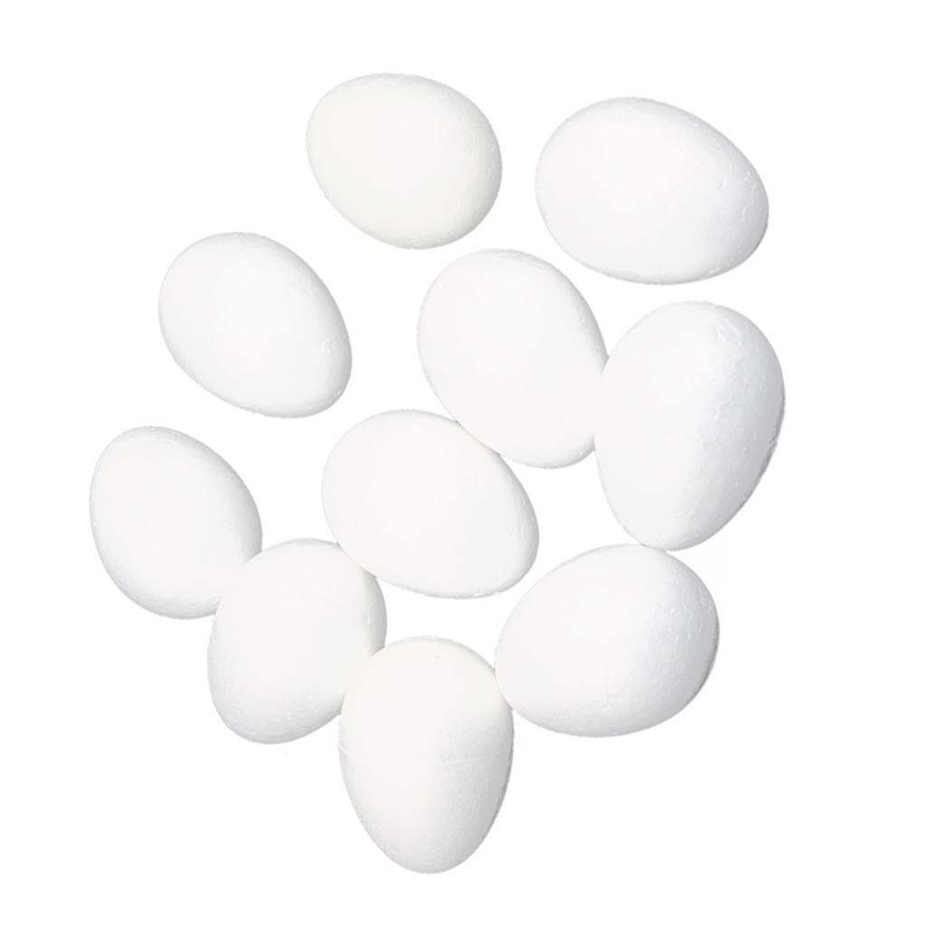 10Pcs White Modelling Craft Polystyrene Foam Eggs 8cm