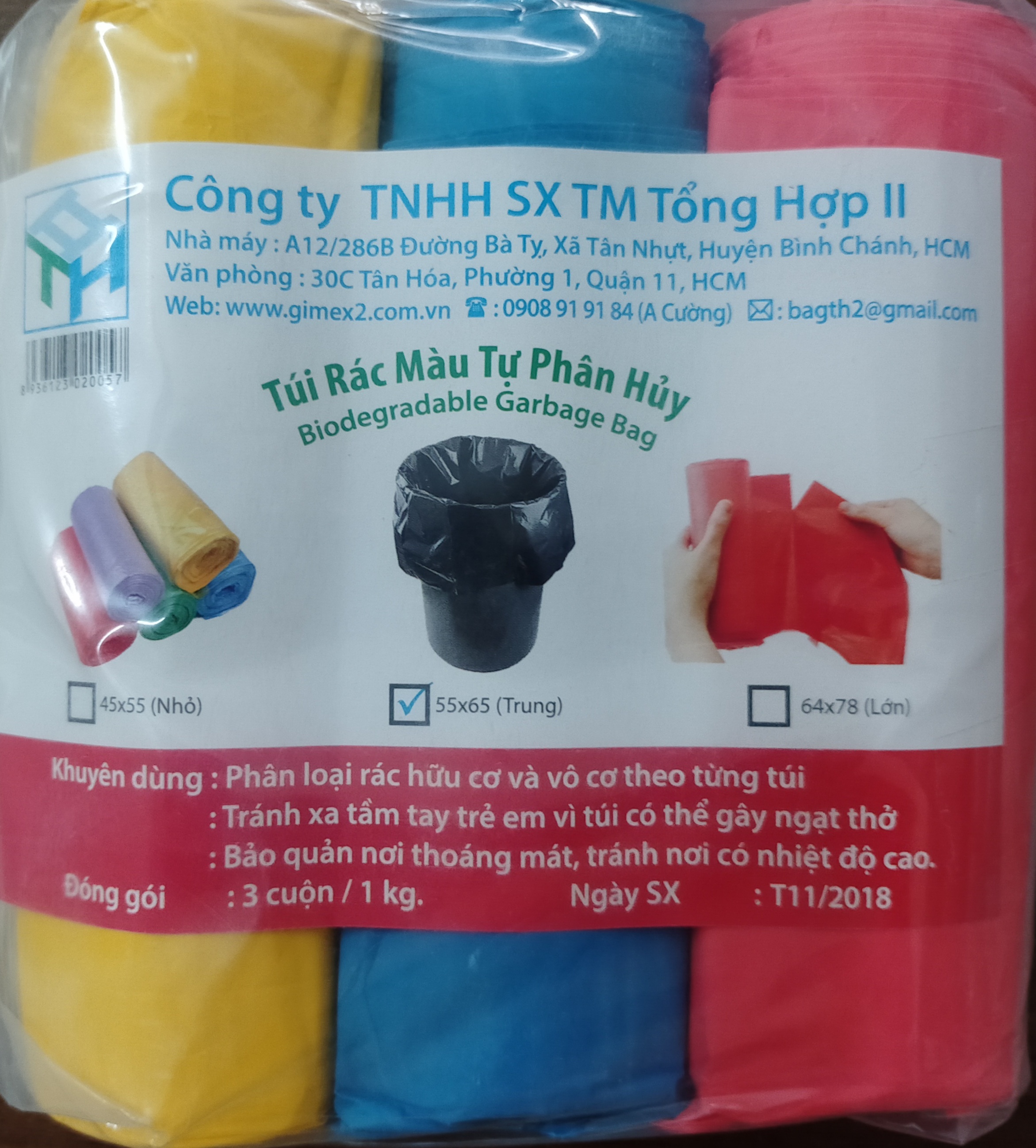 Combo 9 cuộn (3kg) túi đựng rác /  bao đựng rác thương hiệu GIMEX II hàng chính hãng tùy chọn kích cỡ và màu sắc